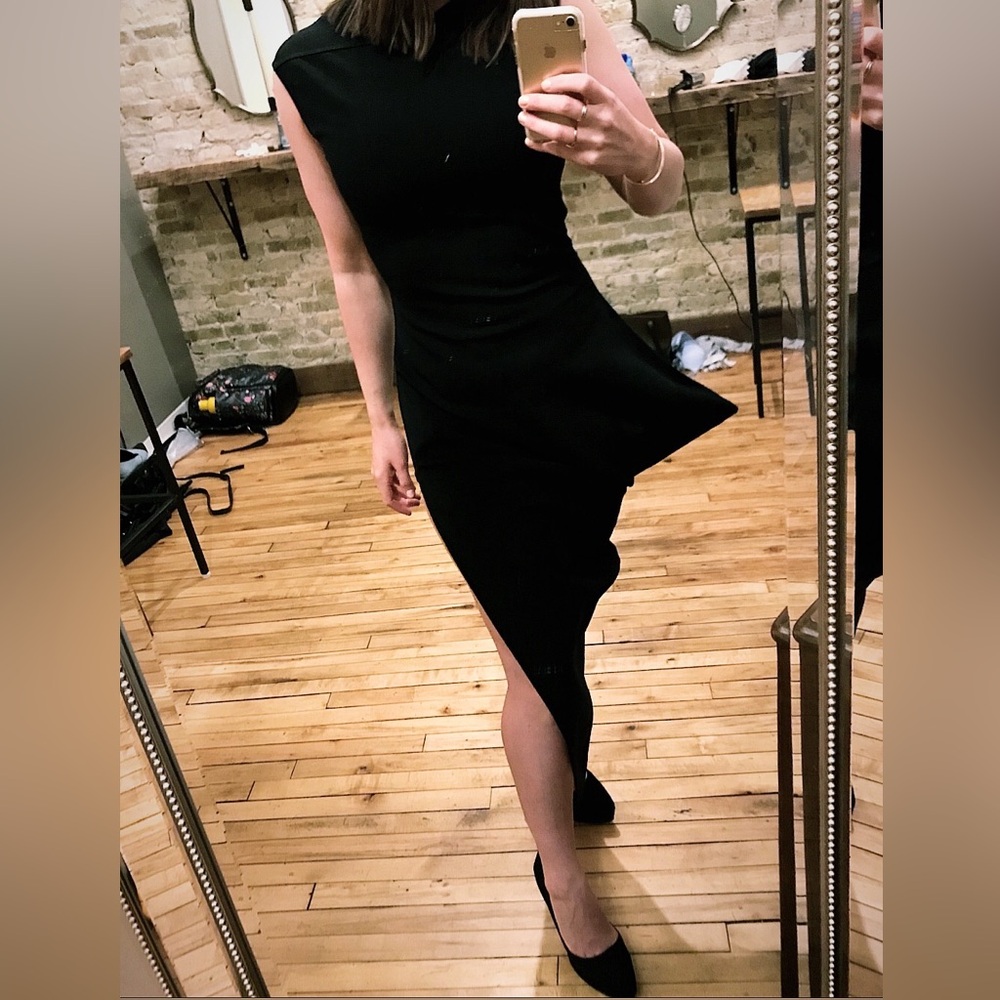 RICK OWENS Sisyphus walrus sleeveless long black high slit stretch gown dress